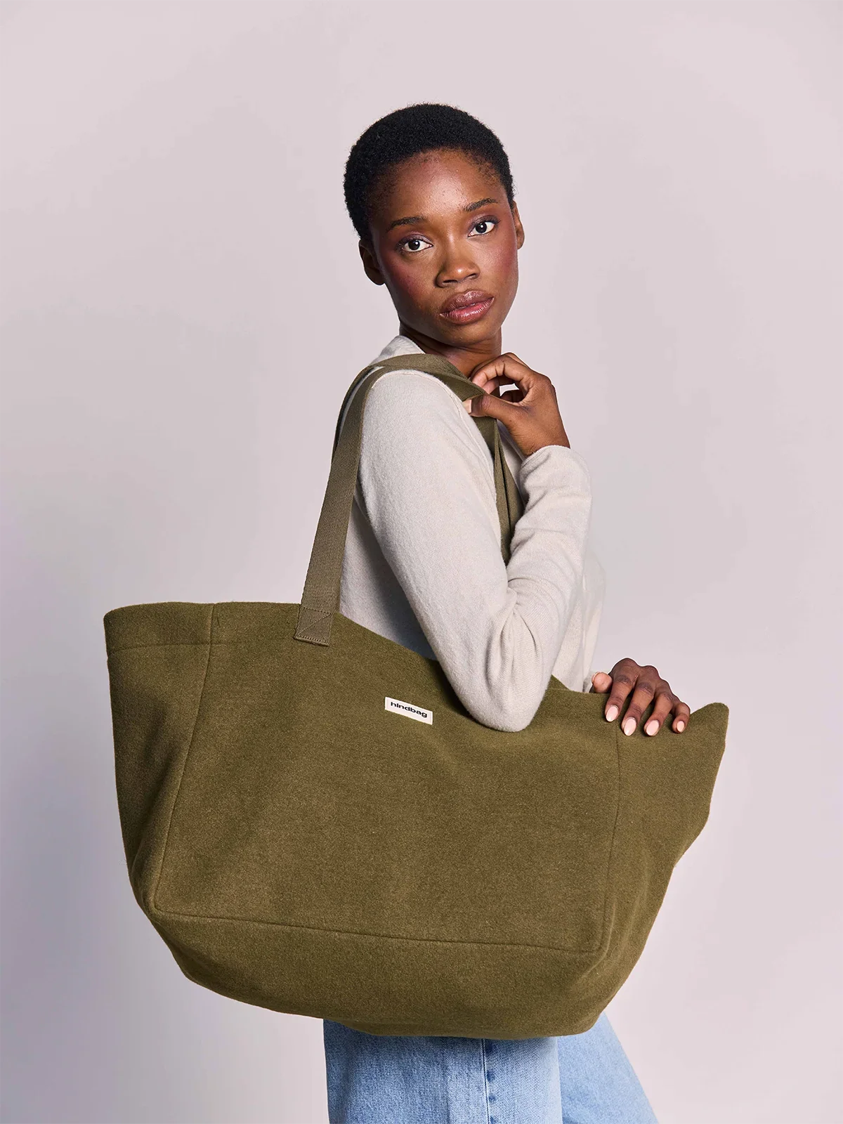 Claude khaki wool effect Tote bag