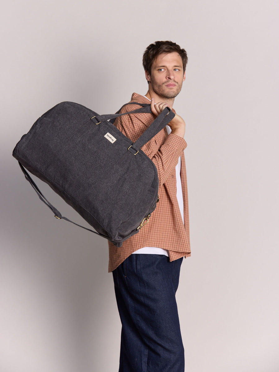 Yves dark grey denim travel Bag