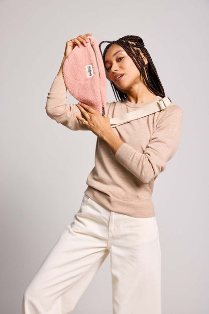 L Sasha Teddy Fanny Pack in Powder Pink
