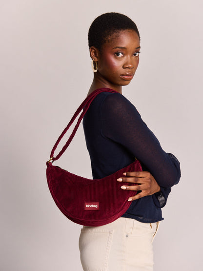 Andrea burgundy corduroy Crossbody bag