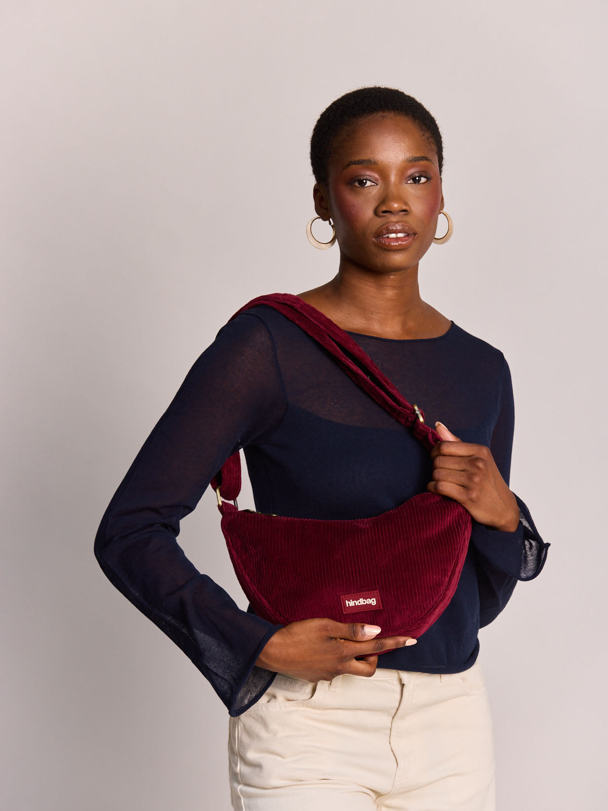 Andrea burgundy corduroy Crossbody bag