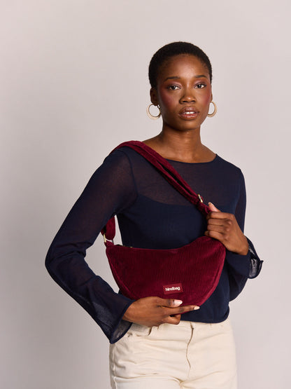 Andrea burgundy corduroy Crossbody bag