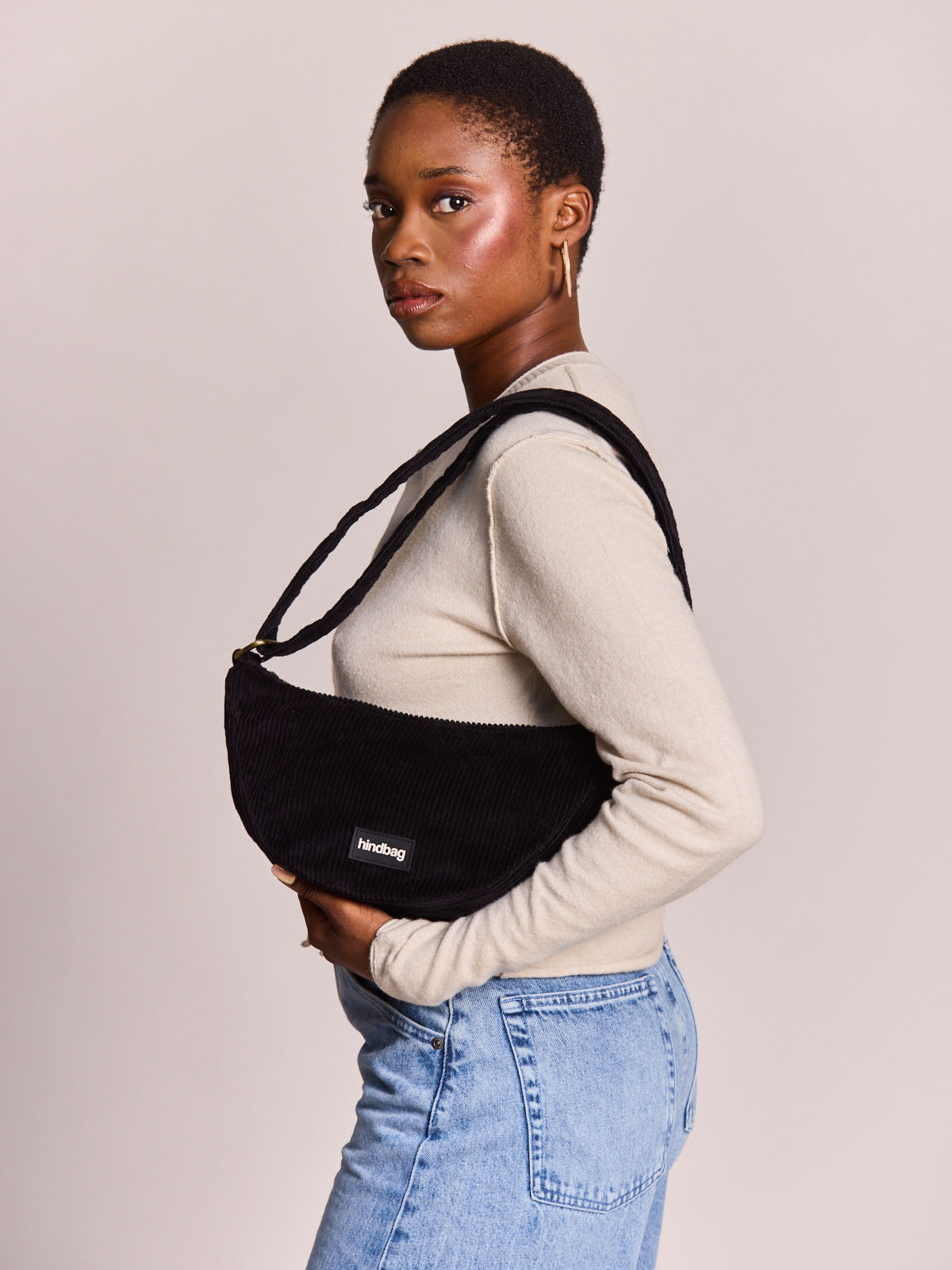 Andrea black corduroy Crossbody bag