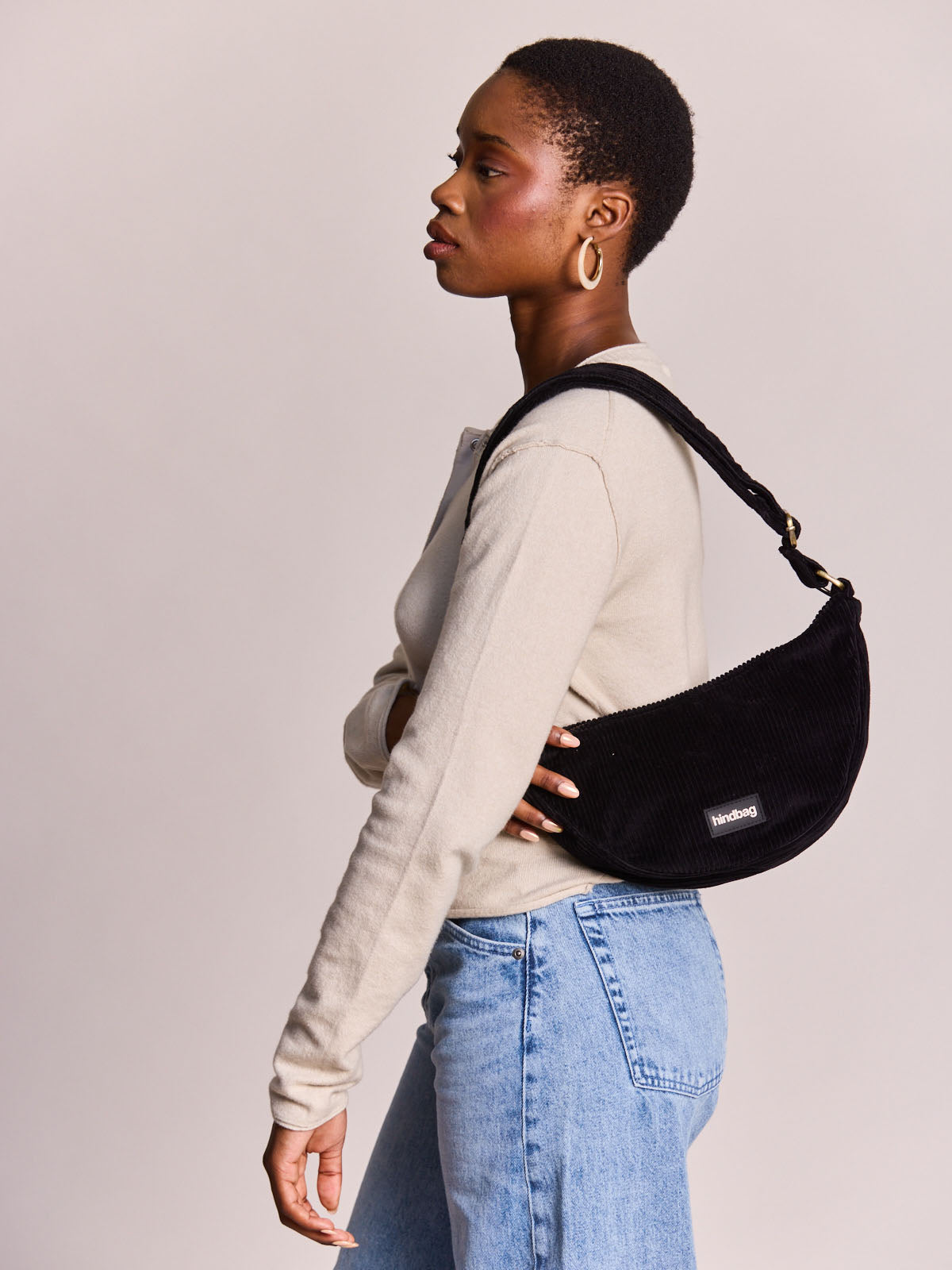 Andrea black corduroy Crossbody bag