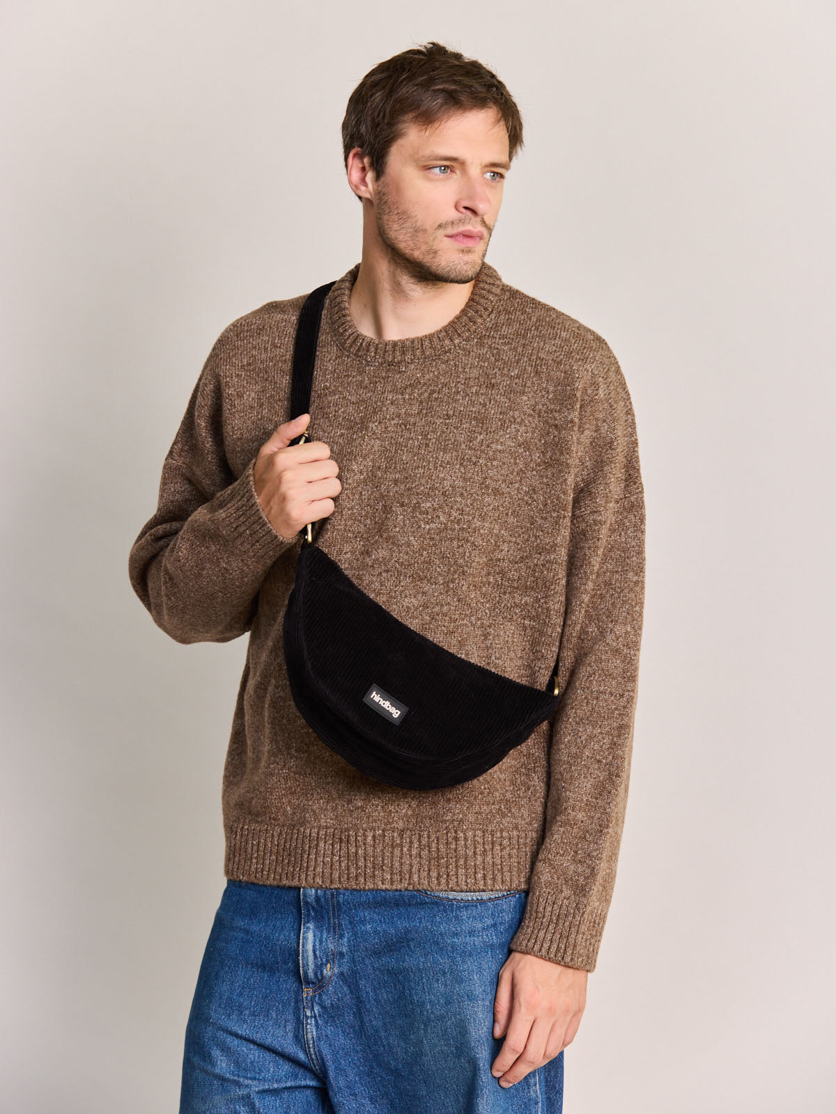 Andrea black corduroy Crossbody bag