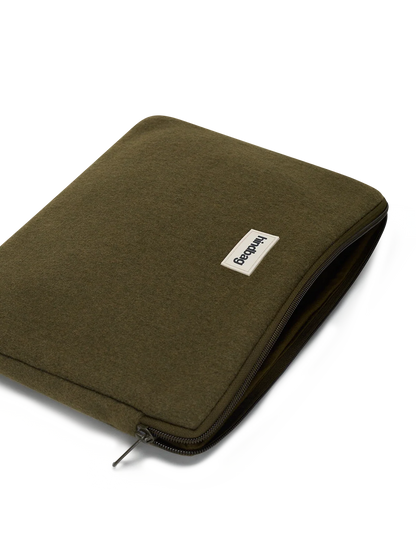Ava khaki wool effect Laptop Case