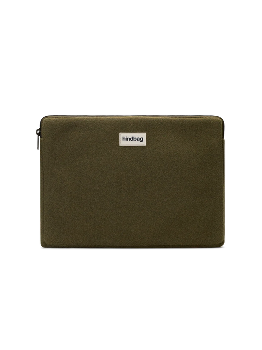 Ava khaki wool effect Laptop Case