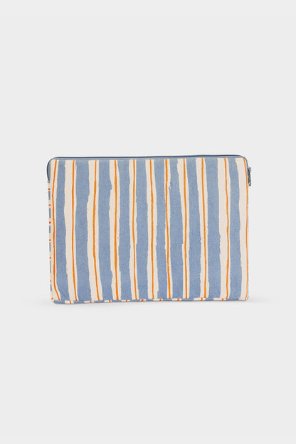 Ava Laptop Sleeve Orange and Blue Stripes