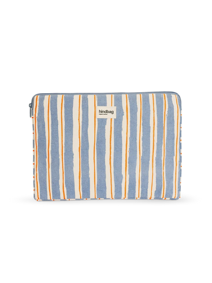 Ava Laptop Sleeve Orange and Blue Stripes