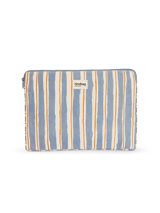 Ava Laptop Sleeve Orange and Blue Stripes
