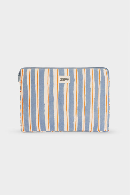 Ava Laptop Sleeve Orange and Blue Stripes