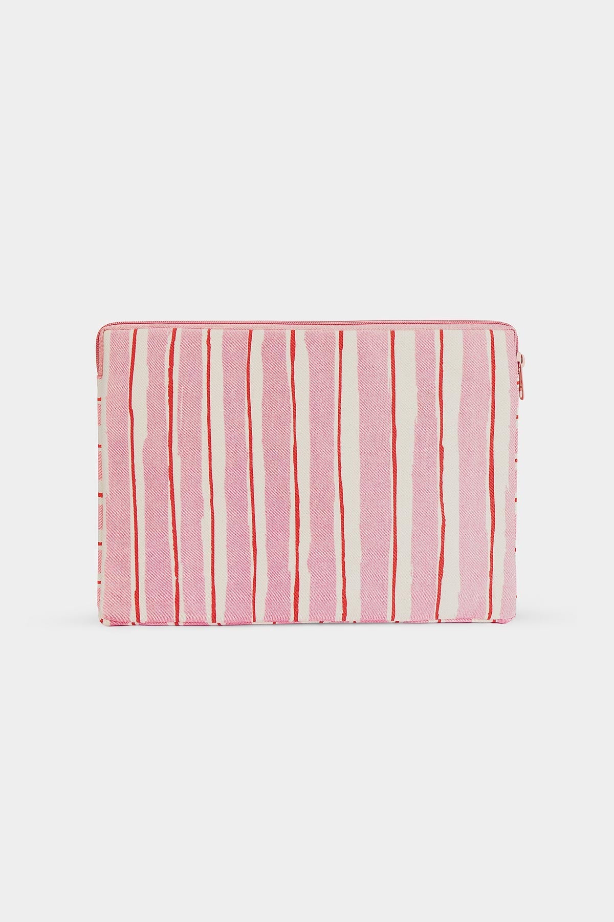 Ava Laptop Sleeve Red and Pink Stripes