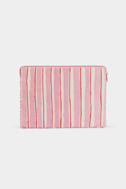 Ava Laptop Sleeve Red and Pink Stripes