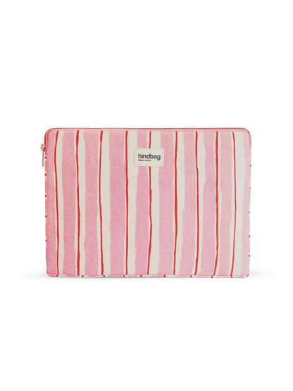 Ava Laptop Sleeve Red and Pink Stripes
