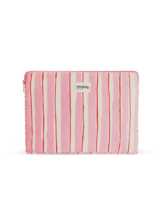 Ava Laptop Sleeve Red and Pink Stripes