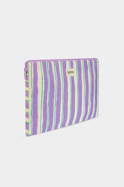 Ava Laptop Sleeve Green and Parma Stripes