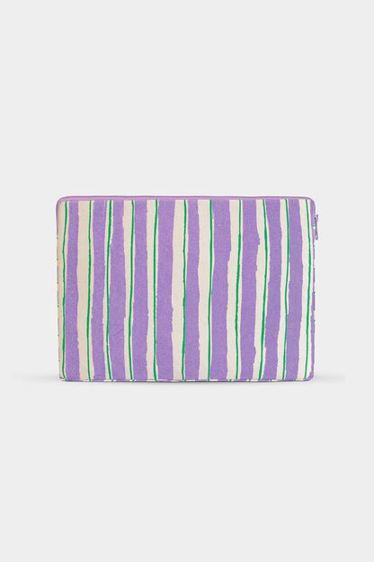 Ava Laptop Sleeve Green and Parma Stripes