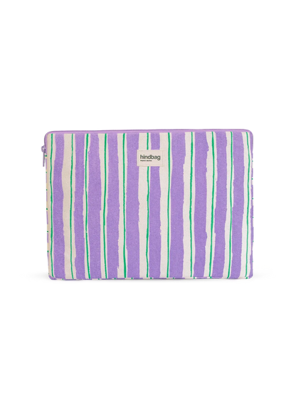 Ava Laptop Sleeve Green and Parma Stripes