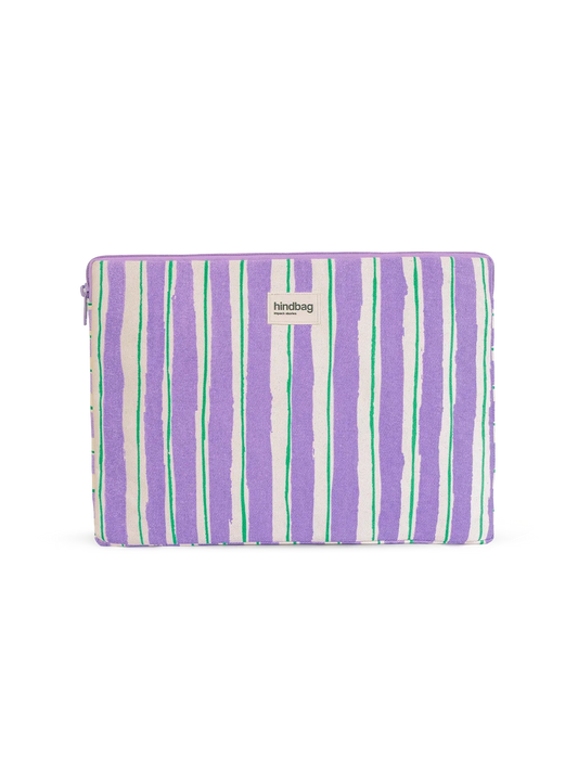 Ava Laptop Sleeve Green and Parma Stripes