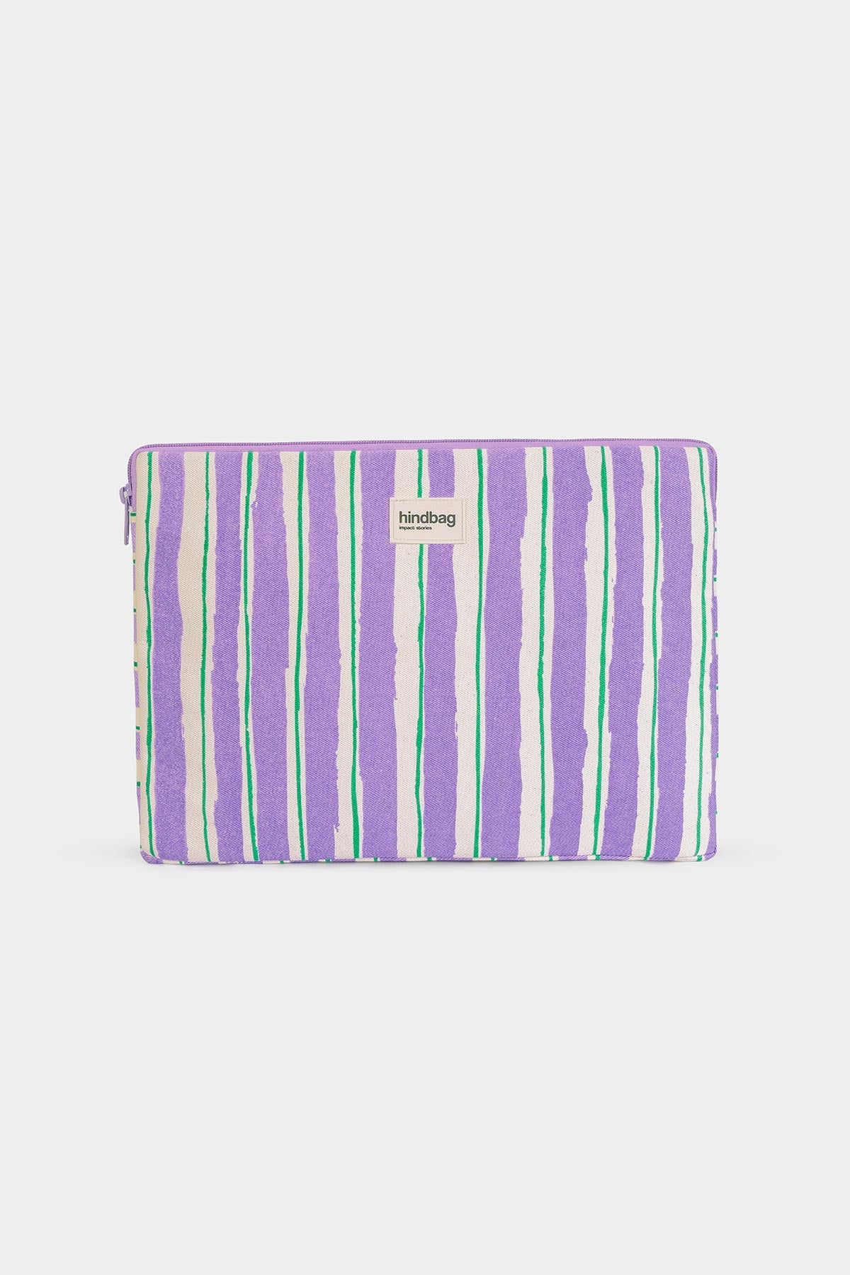 Ava Laptop Sleeve Green and Parma Stripes