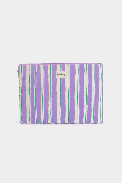 Ava Laptop Sleeve Green and Parma Stripes