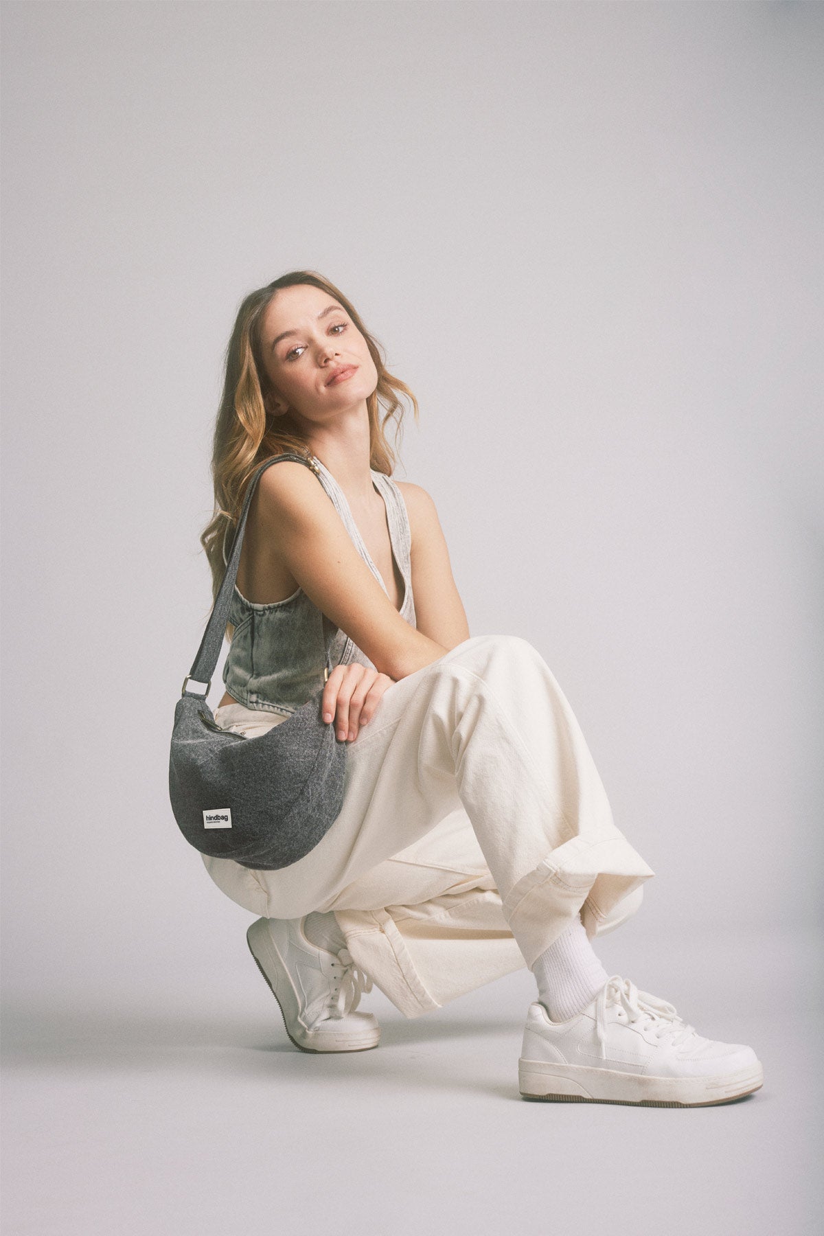 Andrea Denim Gray Belt Bag