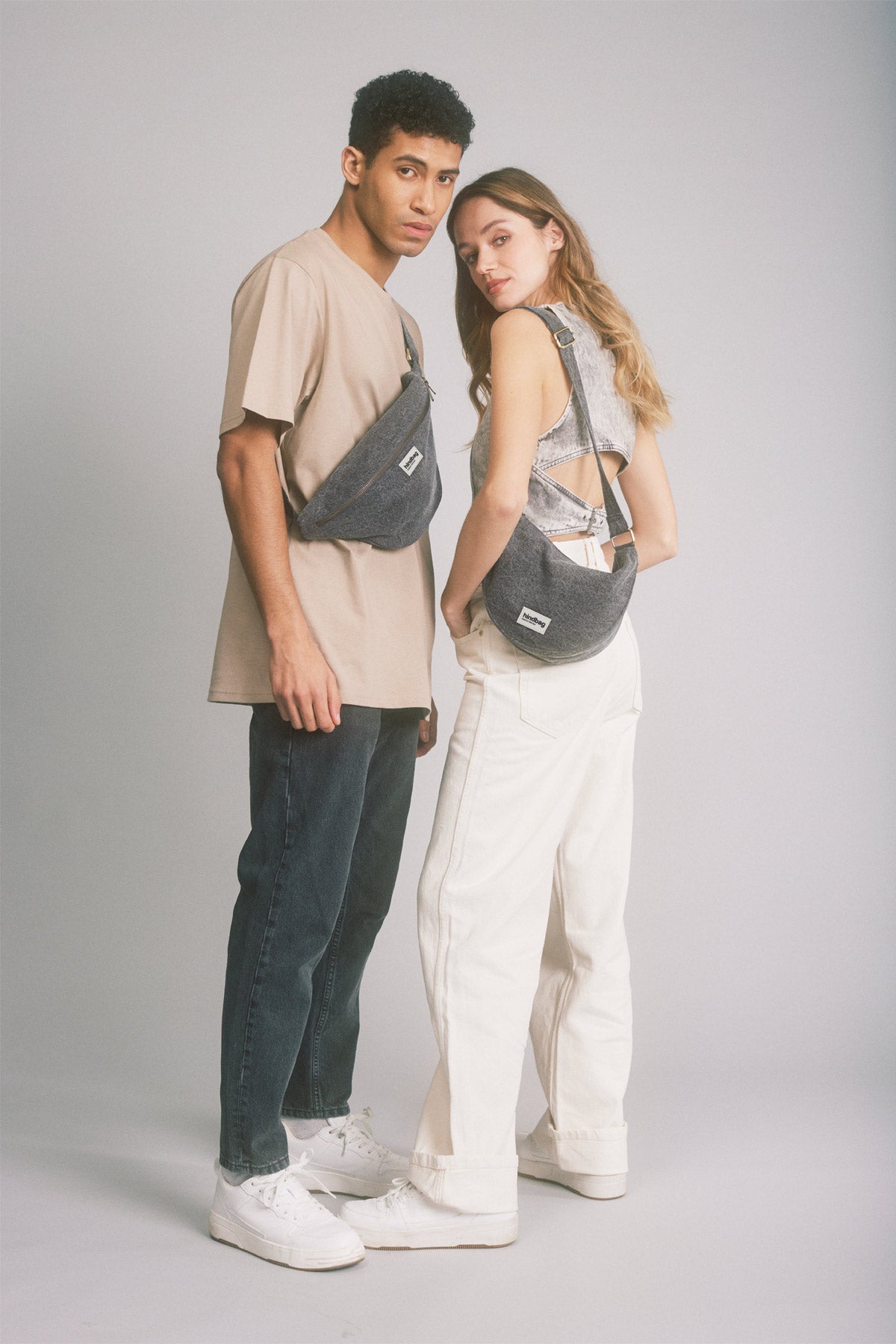 Andrea Denim Gray Belt Bag