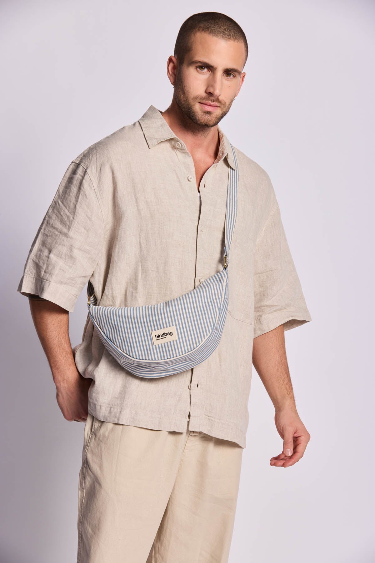Andrea Blue Stripes Bum Bag