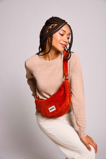 Andrea Fanny Pack in brick corduroy