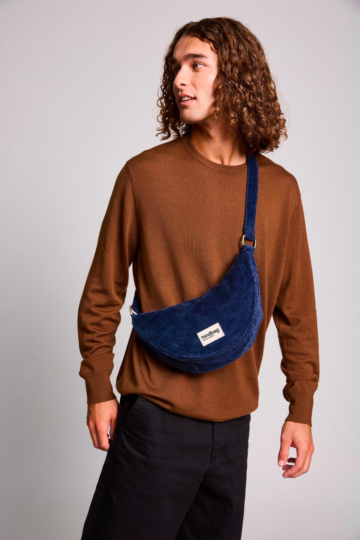 Andrea Fanny Pack in navy corduroy