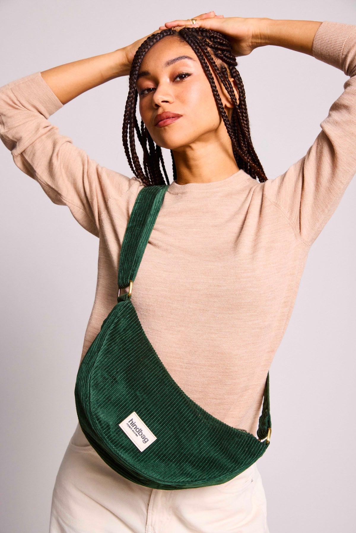 Andrea Fanny Pack in pine green corduroy