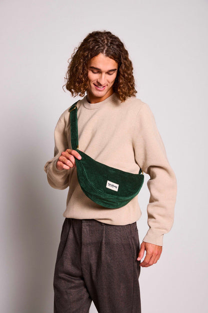 Andrea Fanny Pack in pine green corduroy
