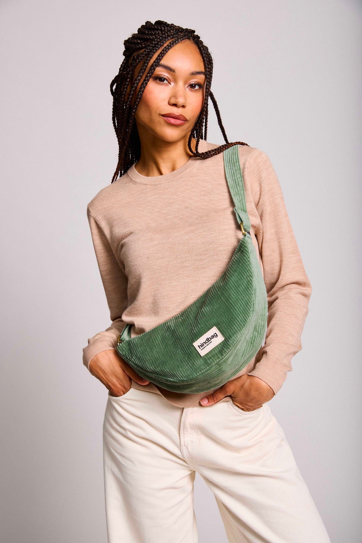 Andrea Fanny Pack in mint green corduroy
