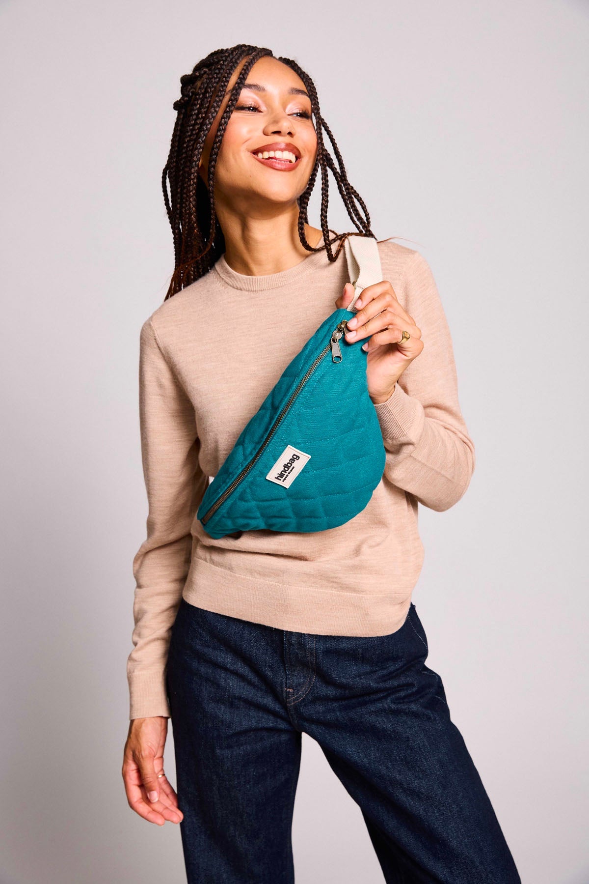 Olivia Peacock Blue Quilted Fanny Pack