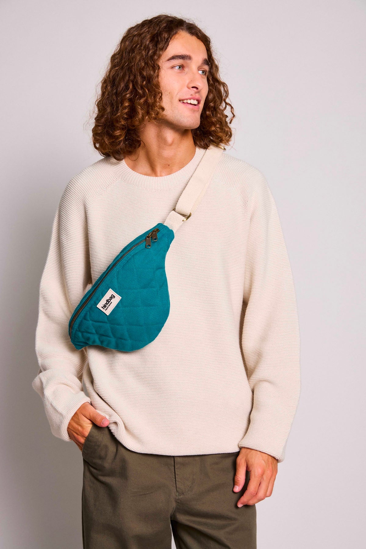 Olivia Peacock Blue Quilted Fanny Pack