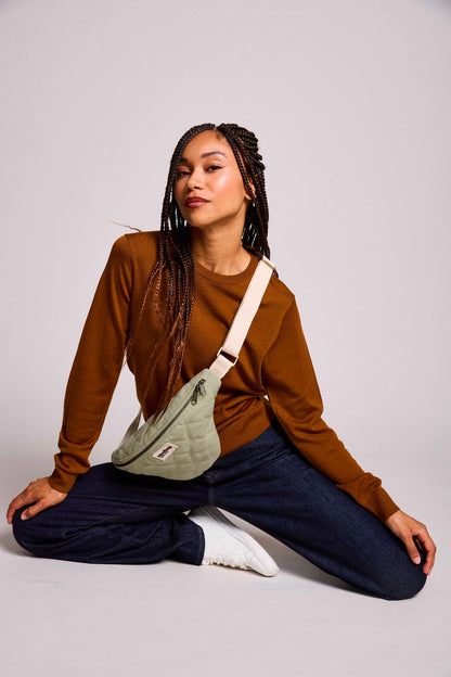 Olivia Clay Green Quilted Fanny Pack