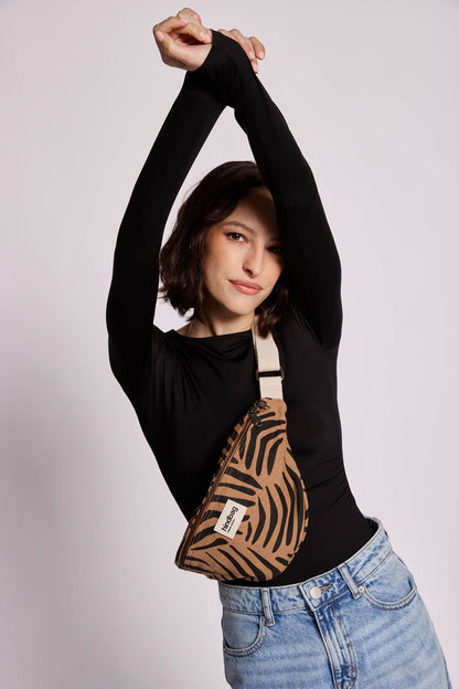 Olivia Belt Bag, Cinnamon Zebra Print