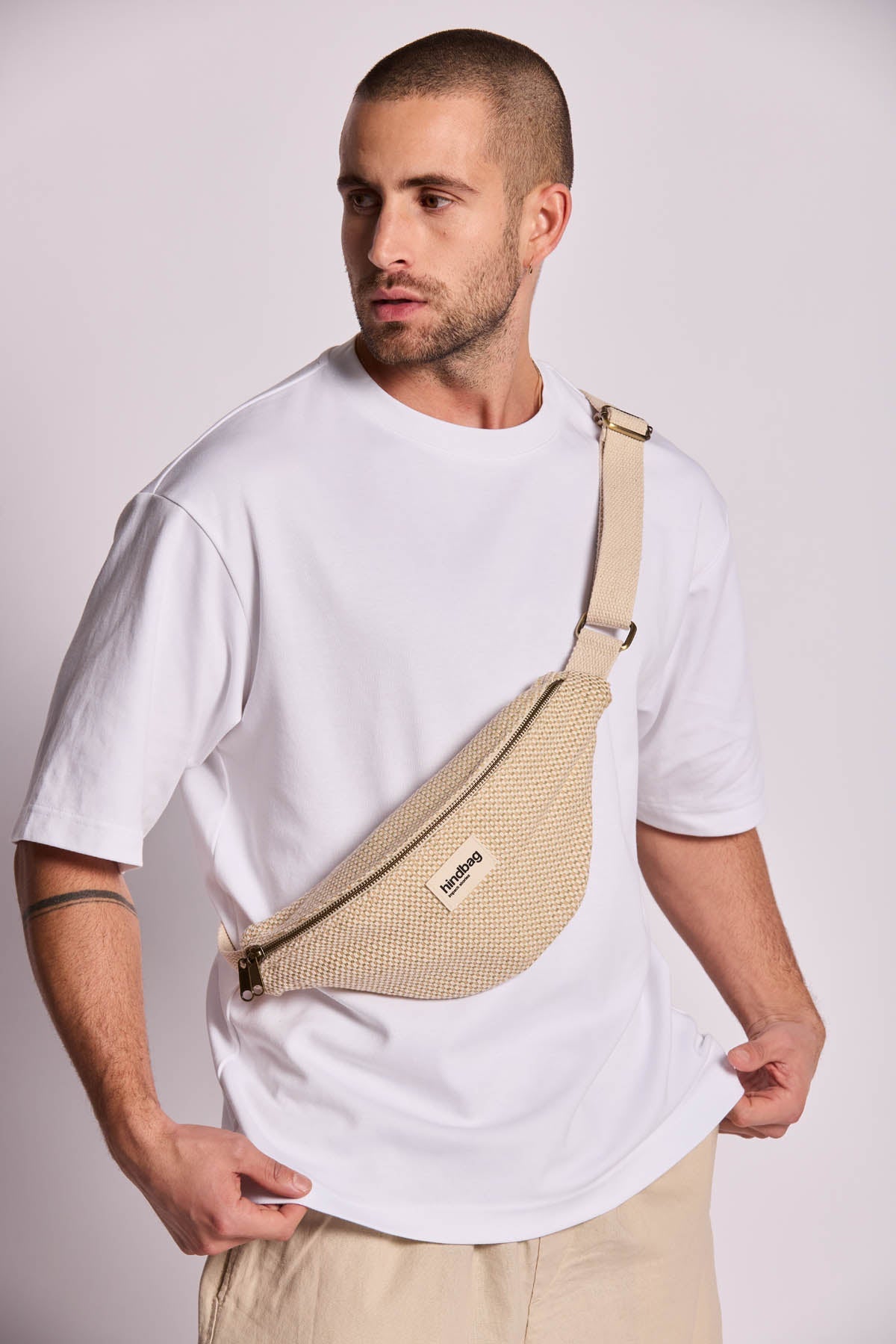 Olivia nude braided bum bag