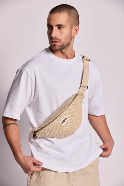 Olivia nude braided bum bag