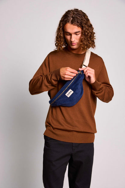Olivia Navy Velvet Fanny Pack