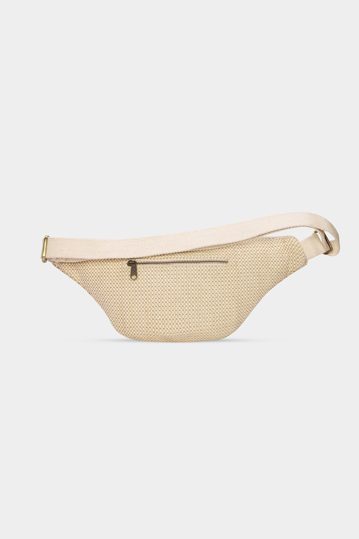 Sofia nude woven bum bag