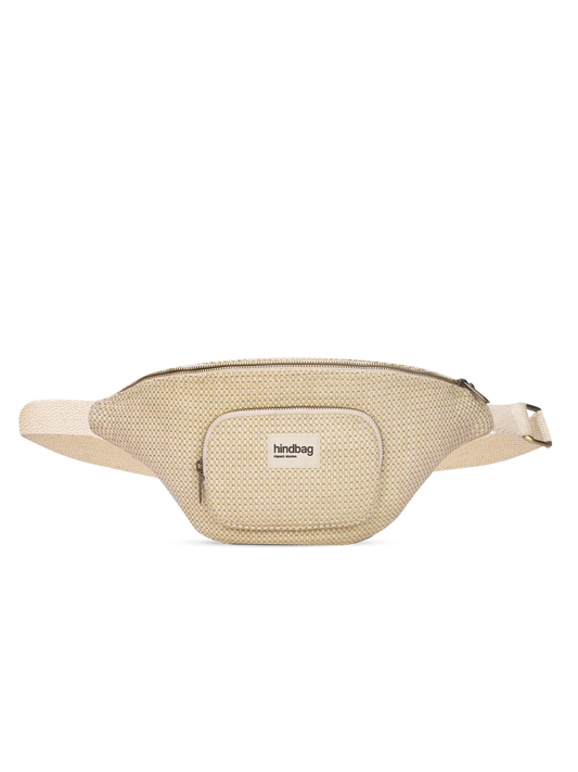 Sofia nude woven bum bag