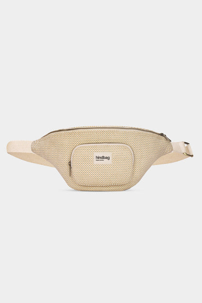 Sofia nude woven bum bag