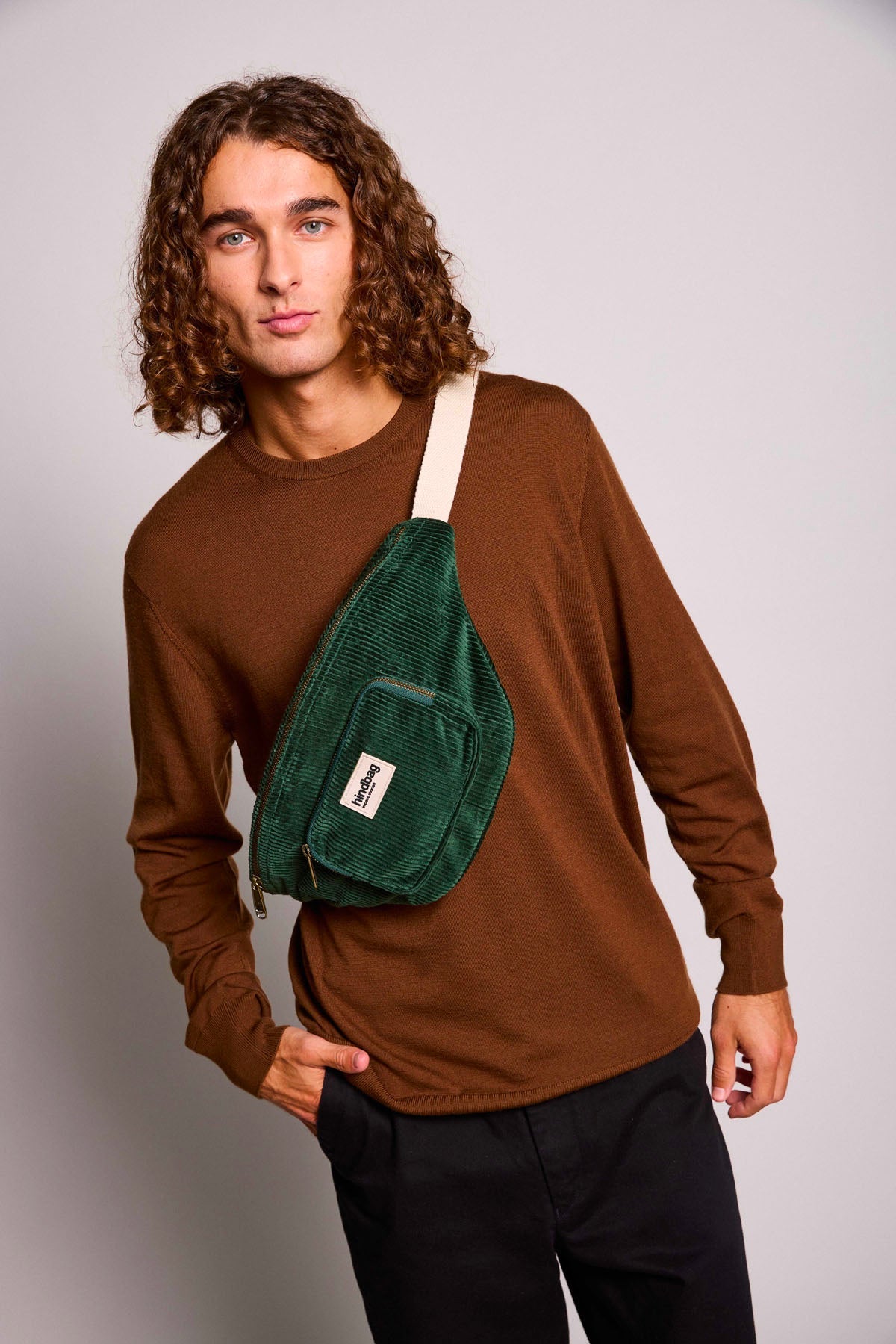 XL Sofia Fanny Pack in pine green corduroy