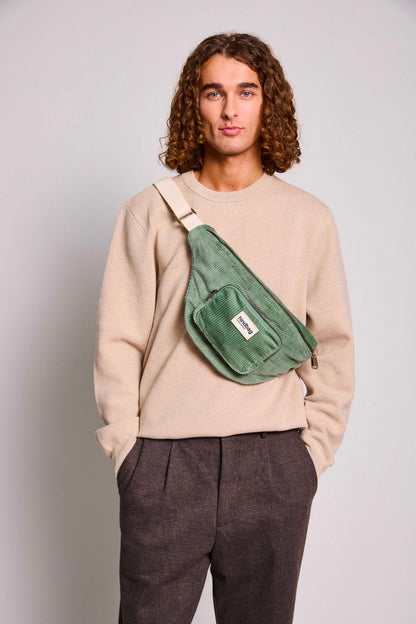 XL Sofia Fanny Pack in mint green corduroy
