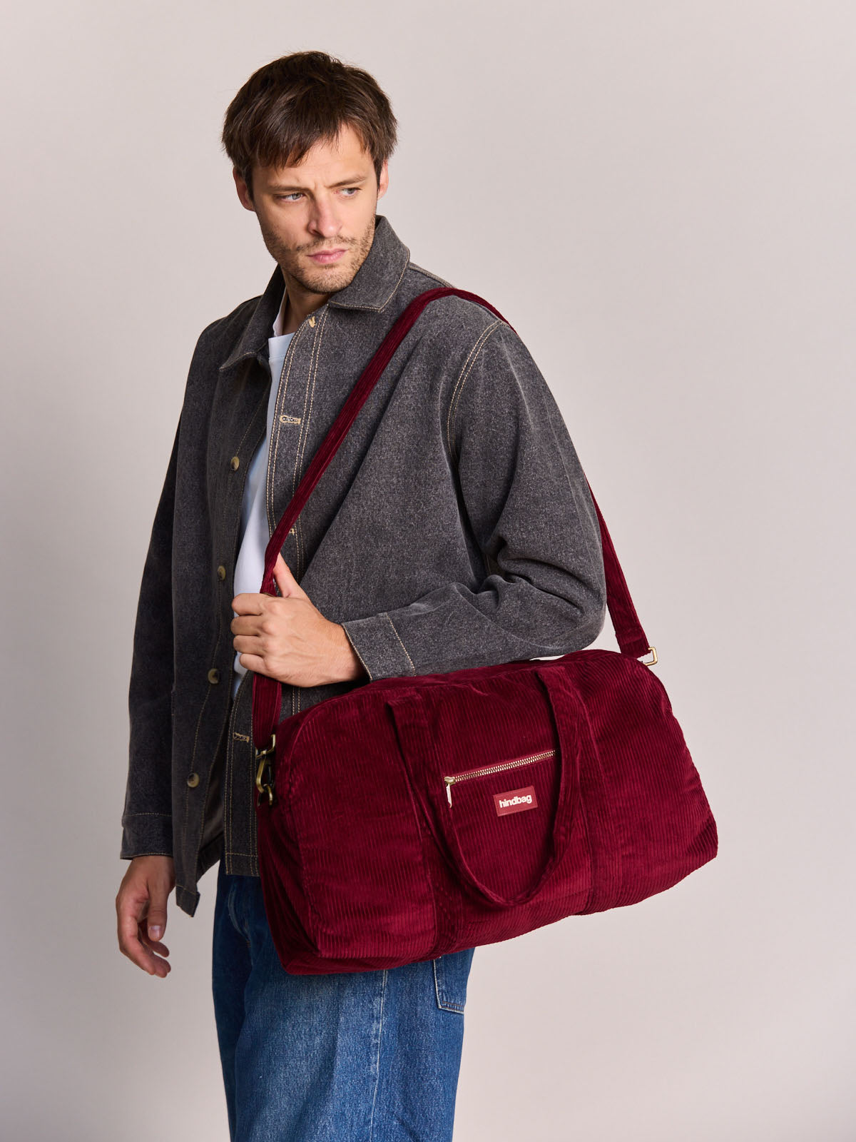 Basile burgundy corduroy Changing bag