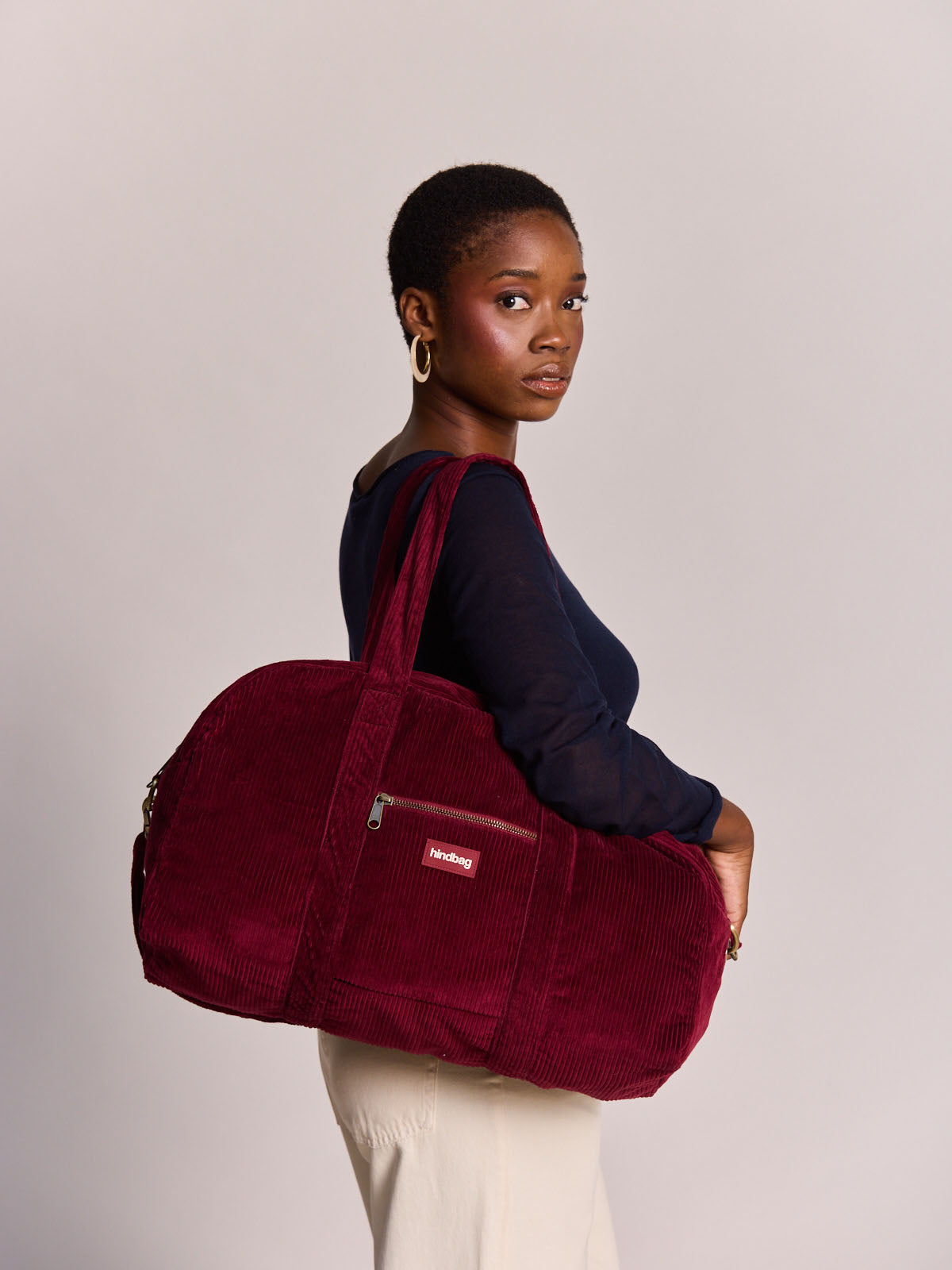 Basile burgundy corduroy Changing bag