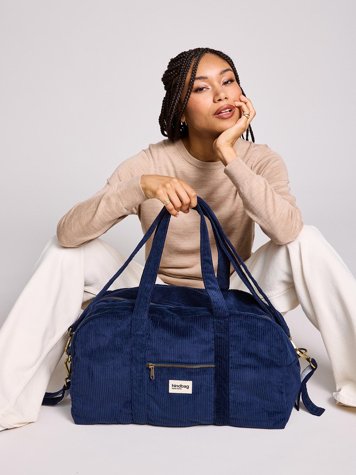 Basile Navy Corduroy Diaper Bag