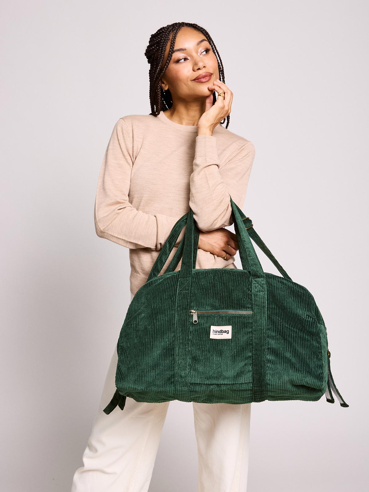 Basile Pine Green Corduroy Diaper Bag
