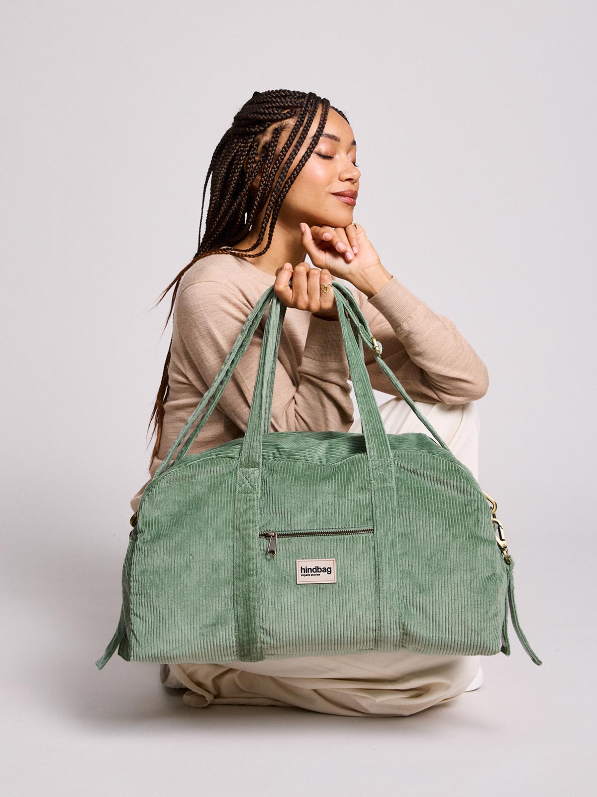 Basile Mint Green Corduroy Diaper Bag